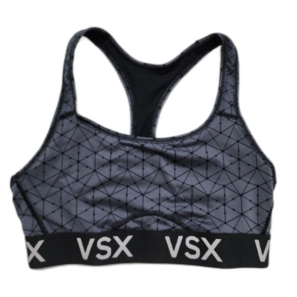 Victoria’s Secret VSX Sports Bra Grey Black - Picture 1 of 4